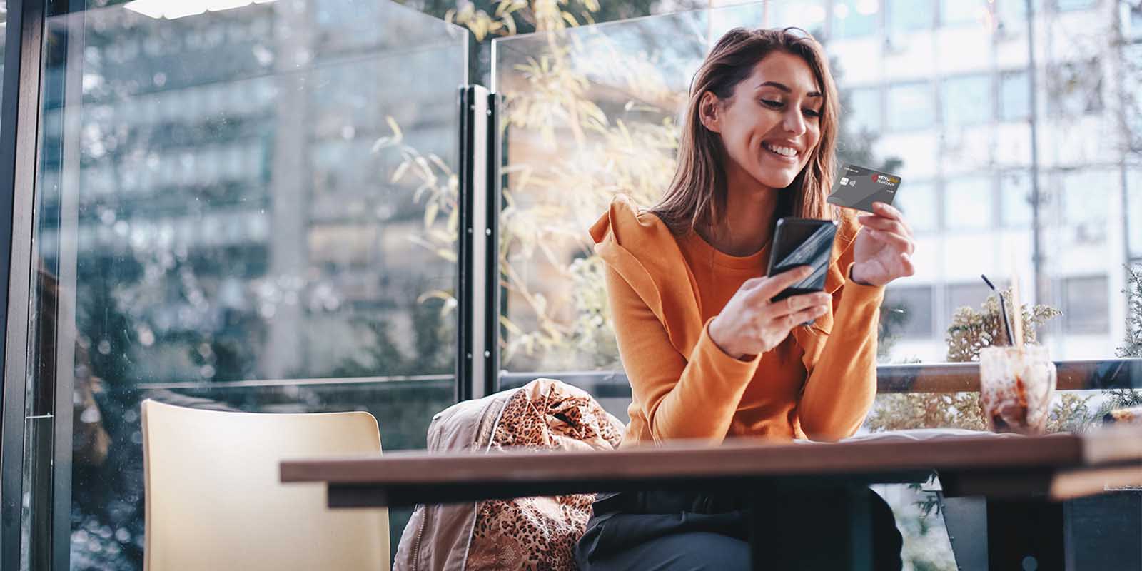 A customer using modern banking services